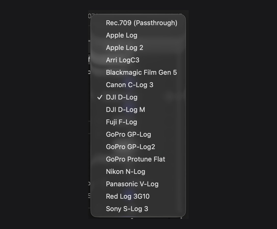 The Camera Profile menu in the Spearhead Color System