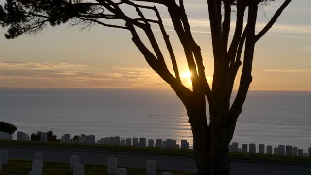 The view of the ocean and headstones at Fort Rosecrans National Cemetery in Point Loma | Video – 14