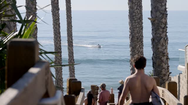 Surfers checking out the waves at Grandview Beach in Leucadia Encinitas | Video