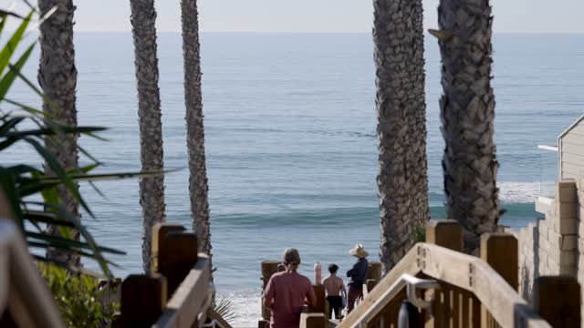 Surfers checking out the waves at Grandview Beach in Leucadia Encinitas | Video – 1