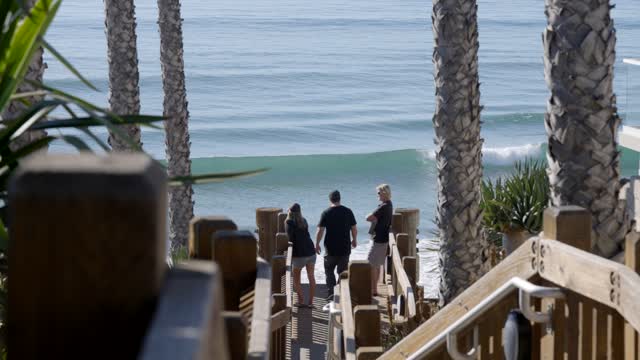 Surfers checking out the waves at Grandview Beach in Leucadia Encinitas | Video – 4