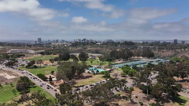 The Tennis Courts and swimming pool at Morley Field Sports Complex North Park and Balboa Park | Drone Video – 1