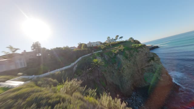 Footage of the Cliffs below Coast Walk Trail at La Jolla Cove | FPV Drone Video
