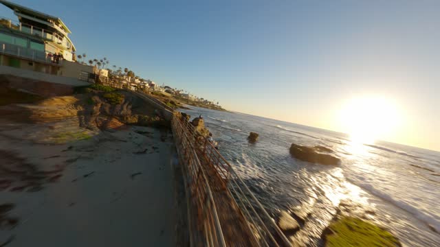 Footage of Children’s Pool Wipeout Beach and Boomer Beach in La Jolla during Sunset | FPV Drone Video – 11