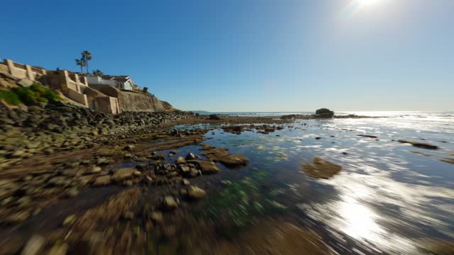 Footage of Bird Rock during Low tide flying along the Cliffs | FPV Drone Video – 1