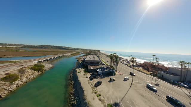 Flying over Cardiff State Beach the waves and San Elijo Lagoon | FPV Drone Video – 9