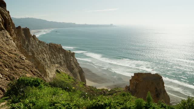 Looking over the cliffs and trails at Torrey Pines and Black’s Beach on a beautiful Day in La Jolla | Video – 1