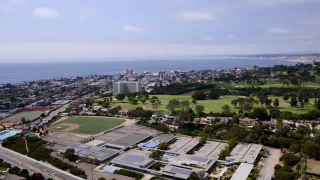 Flying over the Muirlands Neighborhood of La Jolla San Diego Looking towards the Country Club Golf Course | Drone Video