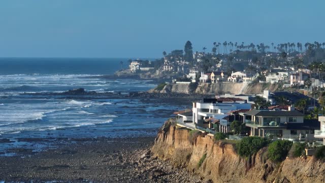 A view of the La Jolla and Pacific Beach Coastline in San Diego California | Drone Video