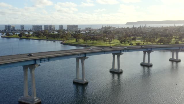 Aerial footage of Coronado Bridge and Island | Drone Video – 1