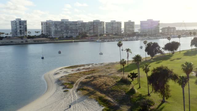 Aerial footage of over Glorietta Bay and the Golf Course in Coronado | Drone Video