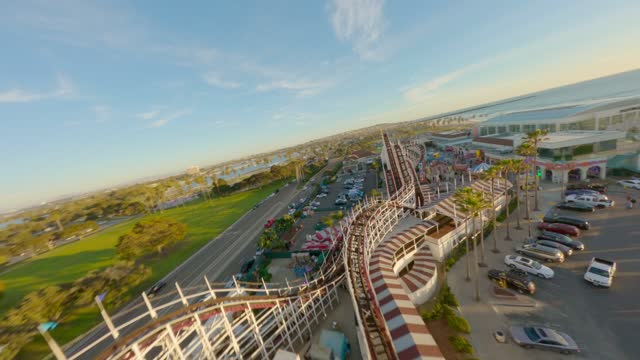Mission Beach Belmont Park and the Roller coaster during a beautiful San Diego Sunset | FPV Drone Video – 8