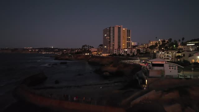 939 Coast Blvd Condos during Twilight in La Jolla | Drone Video