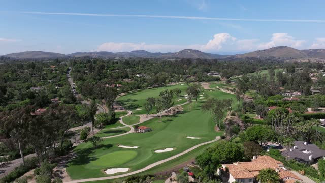 The Golf Course at the Rancho Santa Fe Golf Club in the Covenant on a Sunny Day | Drone Video