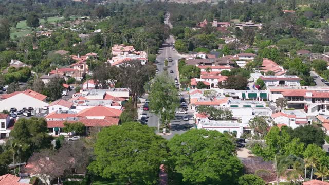 The Inn at Rancho Santa Fe and Paseo Delicias in the Covenant on a Sunny Day | Drone Video – 2