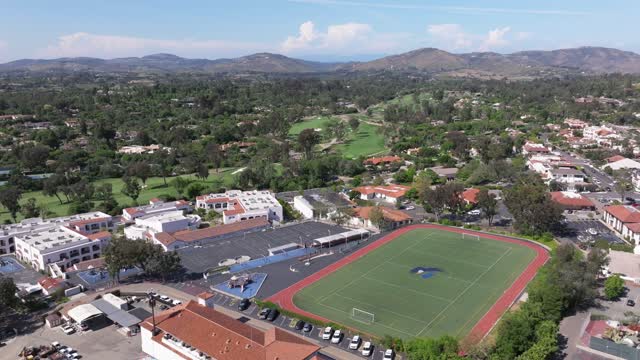 Rancho Santa Fe School and Football Field in the Covenant on a Sunny Day | Drone Video
