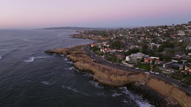 Flying above the Coastline and Beach of Sunset Cliffs Natural Park in Point Loma San Diego | Drone Video – 3