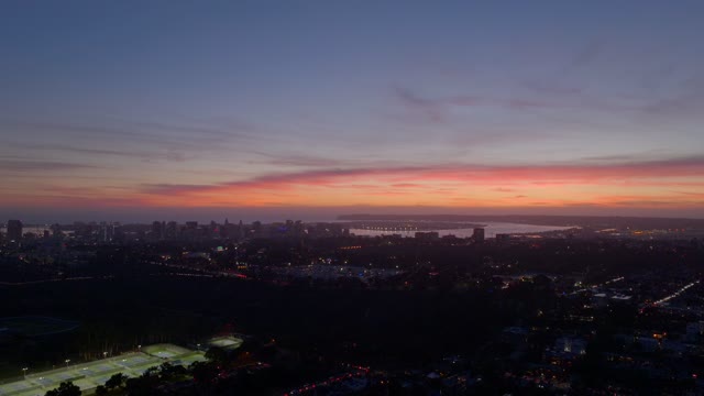 Sunset over North Park Balboa Park Downtown San Diego and Point Loma | Drone Video – 2