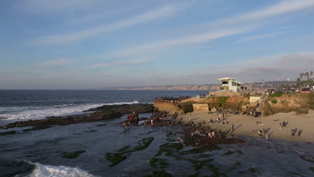Sunset during Low King Tide at Children’s Pool in La Jolla San Diego | Drone Video – 1