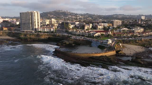 Sunset during Low King Tide at Children’s Pool in La Jolla San Diego | Drone Video – 3