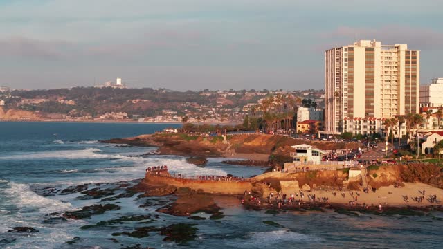 Sunset during Low King Tide at Children’s Pool in La Jolla San Diego | Drone Video – 5