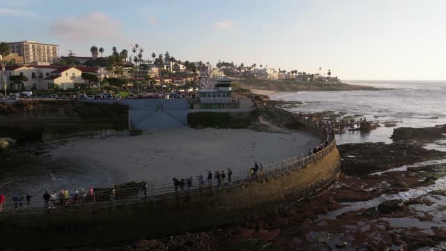 Sunset during Low King Tide at Children’s Pool in La Jolla San Diego | Drone Video – 7