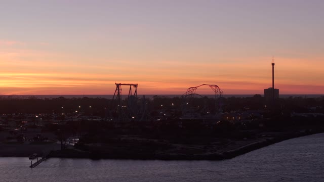 Aerial footage of Seaworld Theme Park in Mission Bay San Diego during sunset | Drone Video – 4