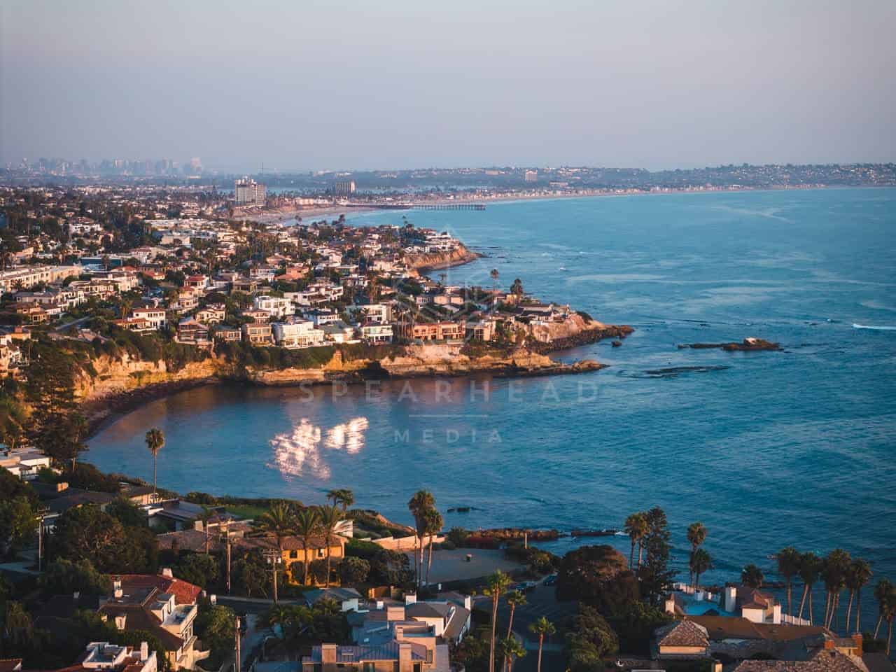 Sunset and Twilight along the Lower Hermosa and Bird Rock coastline in La Jolla San Diego | Drone Photo - 2